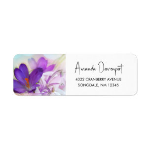 Photo of a Pretty Purple Spring Crocus Label