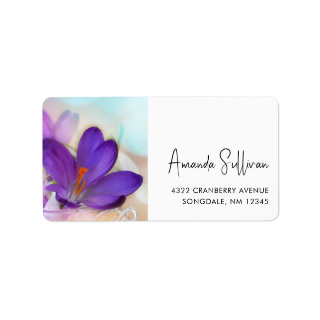 Photo of a Pretty Purple Spring Crocus Label (Front)