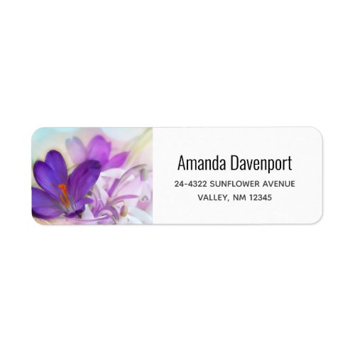 Photo of a Pretty Purple Spring Crocus Label
