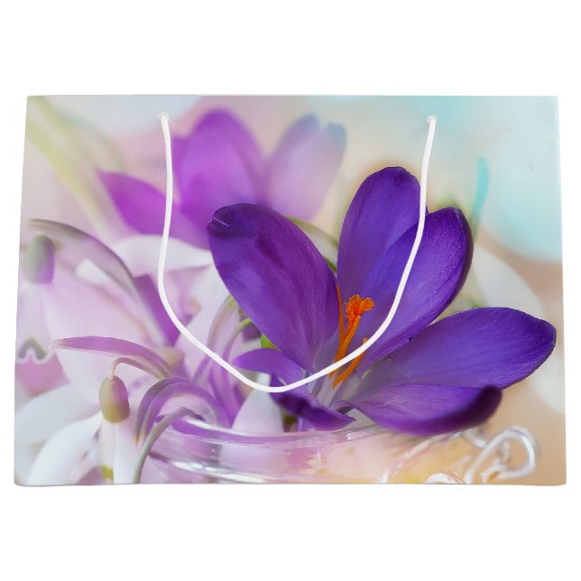 Photo of a Pretty Purple Spring Crocus Large Gift Bag (Front)
