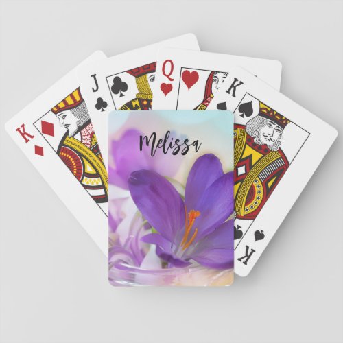 Photo of a Pretty Purple Spring Crocus Playing Cards