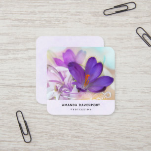 Photo of a Pretty Purple Spring Crocus Square Business Card