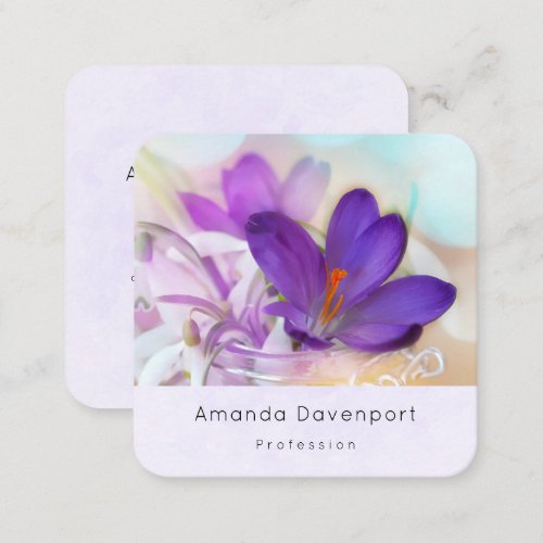 Photo of a Pretty Purple Spring Crocus Square Business Card