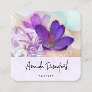 Photo of a Pretty Purple Spring Crocus Square Business Card