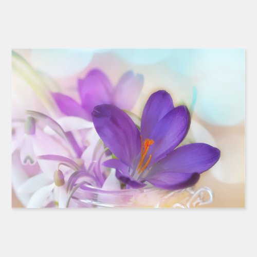 Photo of a Pretty Purple Spring Crocus Wrapping Paper Sheets
