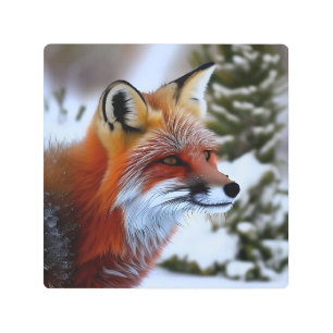 Photo of a Red Fox in the Snow  Metal Print