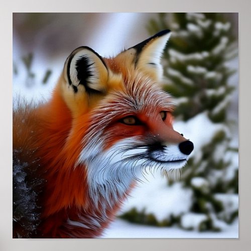 Photo of a Red Fox in the Snow Poster