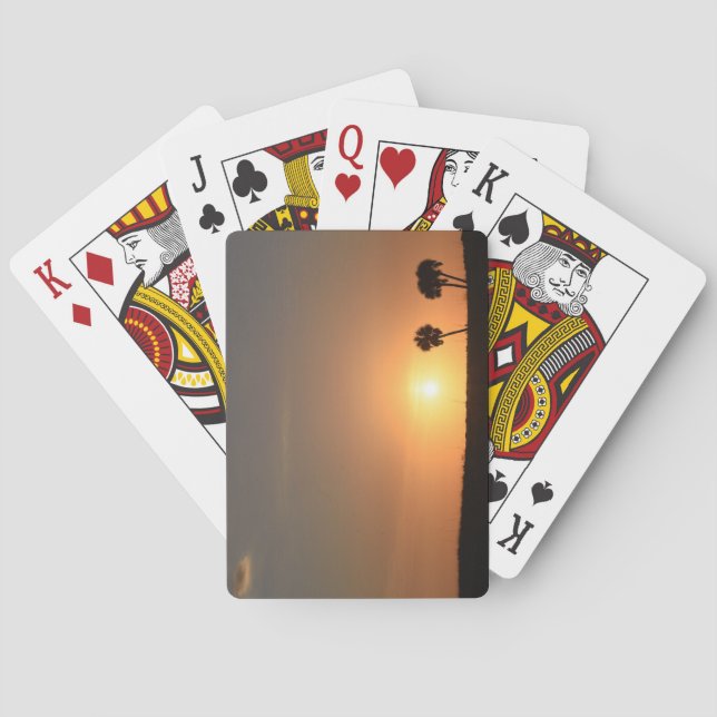 Photo of a sunset on the beach  poker cards (Back)