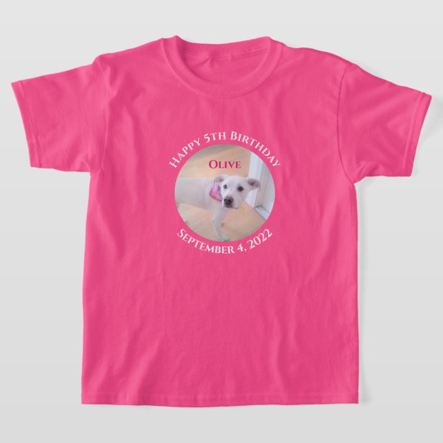 Photo of Adorable Puppy Dog Wearing Hot Pink Scarf T-Shirt (Laydown)