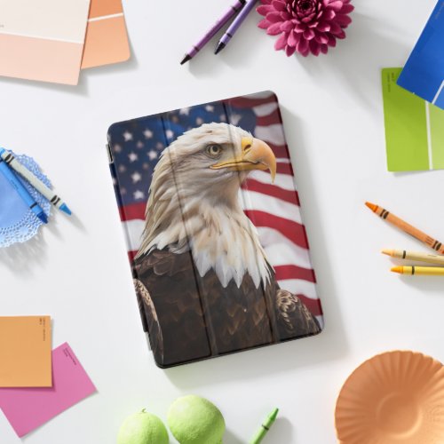 Photo of an Eagle in front of the American flag iPad Pro Cover
