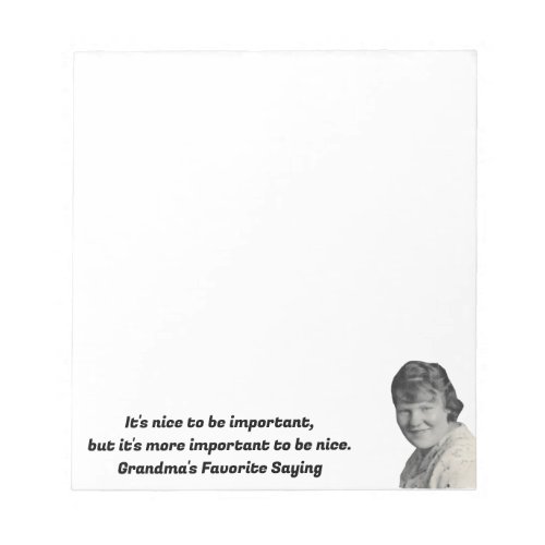 Photo of Ancestor with Favorite Saying on White Notepad
