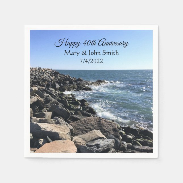 Photo of Atlantic Ocean Blue 40th Anniversary Napkins (Front)