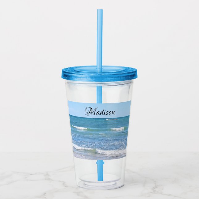 Photo of Atlantic Ocean Custom Name Acrylic Tumbler (Front)