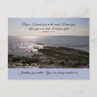 Photo of Atlantic Ocean Jeremiah 1:5 Bible Verse Postcard