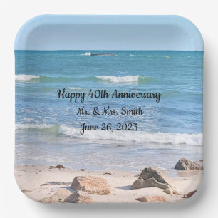 Photo of Atlantic Ocean Shore 40th Anniversary Paper Plates