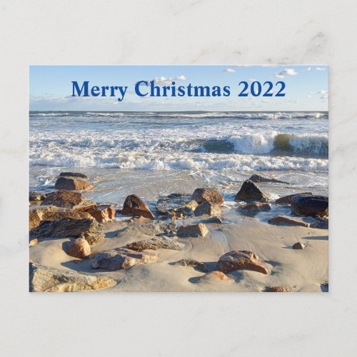 Photo of Atlantic Ocean Waves Christmas Holiday Postcard