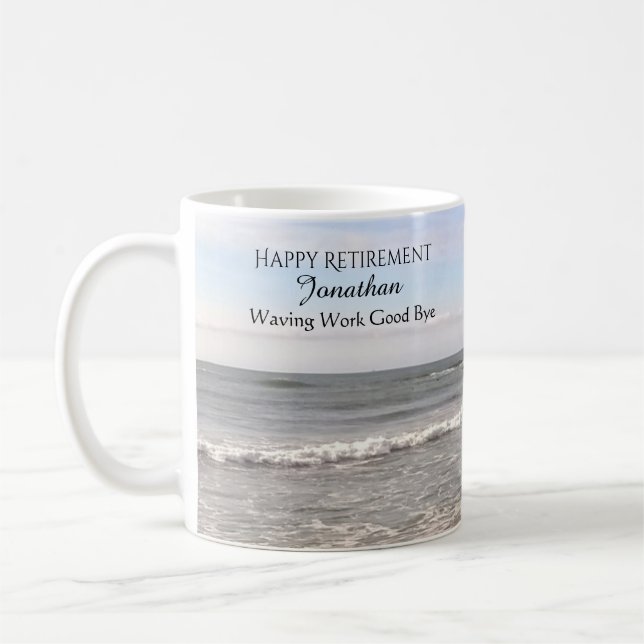 Photo of Atlantic Ocean Waves Happy Retirement Coffee Mug (Left)