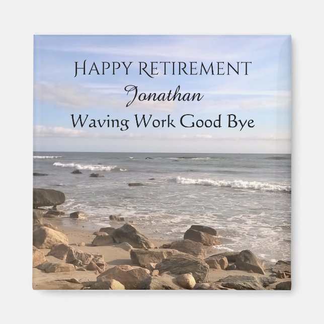 Photo of Atlantic Ocean Waves Happy Retirement Magnet (Front)