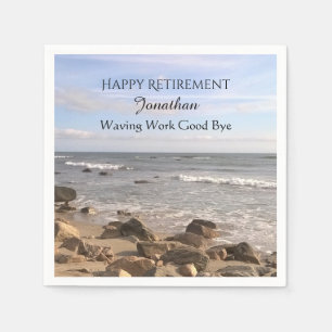 Photo of Atlantic Ocean Waves Happy Retirement Napkins