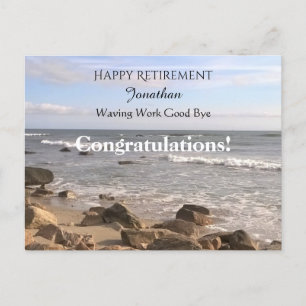 Photo of Atlantic Ocean Waves Happy Retirement Pos Postcard