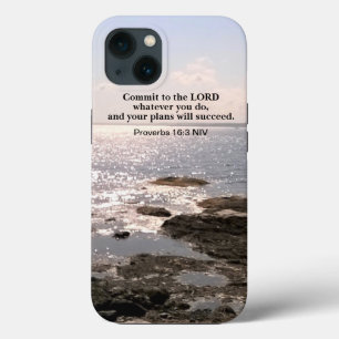 Photo of Atlantic Ocean With Bible Success Verse iPhone 13 Case