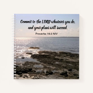 Photo of Atlantic Ocean With Bible Success Verse Notebook