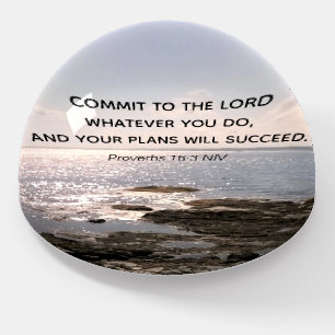 Photo of Atlantic Ocean With Bible Success Verse Paperweight