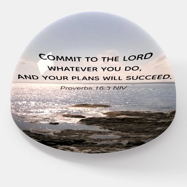 Photo of Atlantic Ocean With Bible Success Verse Paperweight (Angled)