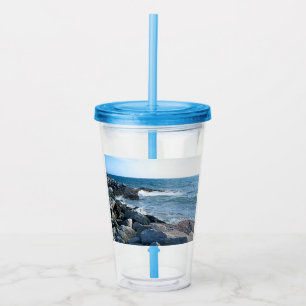 Photo of Atlantic Ocean with Waves Splashing Acrylic Tumbler