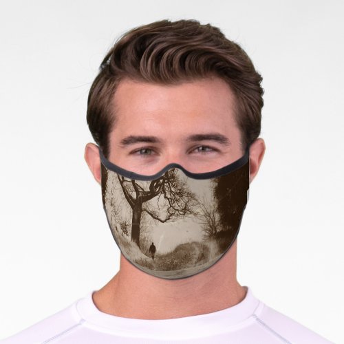 photo of atmospheric winter snow scene  premium face mask