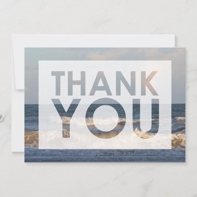 Photo of Beach Under Lowering Sun with Cutout Thank You Card (Front)