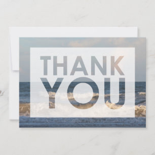 Photo of Beach Under Lowering Sun with Cutout Thank You Card