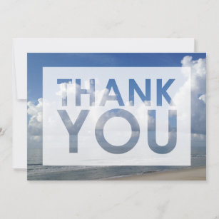 Photo of Beach Under White Clouds with Cutout Thank You Card