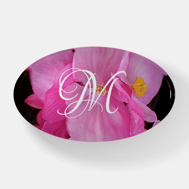Photo of Beautiful Bright Pink Impatiens Floral Paperweight (Front)