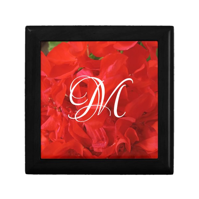 Photo of Beautiful Bright Red Geranium Floral Gift Box (Front)