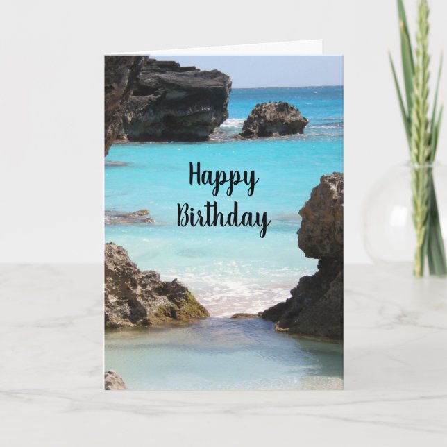 Photo of Bermuda Coast & Tropical Sea Birthday Card (Front)