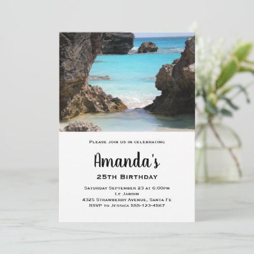 Photo of Bermuda Coast  Tropical Sea Birthday Invitation