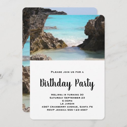 Photo of Bermuda Coast  Tropical Sea Birthday Invitation