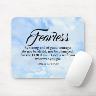 Photo of Blue Cloudy Sky Be Not Afraid Bible Verse Mouse Pad