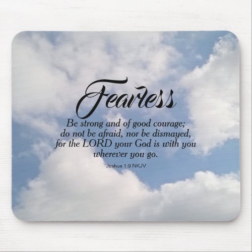 Photo of Blue Cloudy Sky Be Not Afraid Bible Verse Mouse Pad