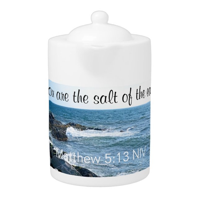 Photo of Blue Ocean Salt of the Earth Bible Verse Teapot (Front)