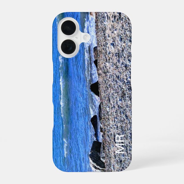 Photo of Blue Ocean Simple Add Monogram Iphone Case (Back)