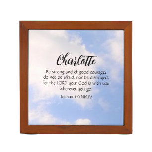 Photo of Blue Sky Be Not Afraid Bible Verse Name Desk Organizer