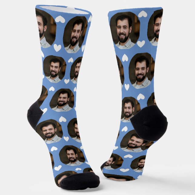 Photo of Boyfriend For Girlfriend Blue w Hearts  Socks (Angled)