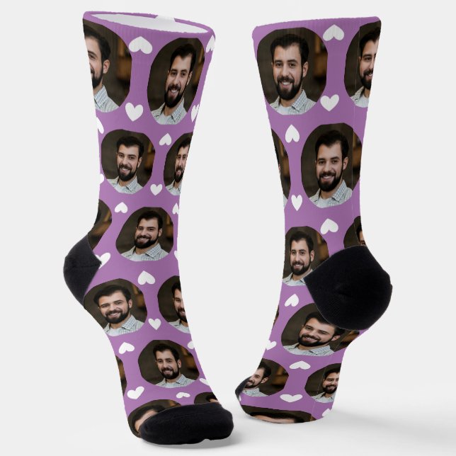 Photo of Boyfriend For Girlfriend Hearts Lavender Socks (Angled)