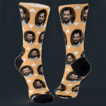 Photo of Boyfriend For Girlfriend Orange Creme Socks<br><div class="desc">These fun photo of boyfriend for girlfriend socks feature your own photo and white hearts on an orange creme background and are sure to bring your girlfriend a smile! These are perfect for Valentine's Day, and she will think of you every time she pulls them on to remember your love....</div>