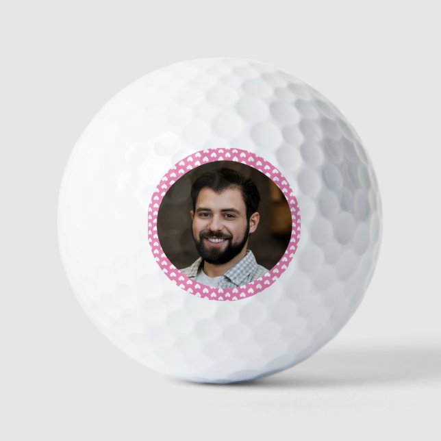 Photo of Boyfriend For Girlfriend Pink w Hearts Golf Balls (Front)