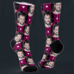 Photo of Boyfriend for Girlfriend Wine / Merlot Socks<br><div class="desc">These fun wine / merlot socks feature a photo of a boyfriend for his girlfriend in a trendy offset pattern with white triangles. These comfy socks are a great way for your girlfriend (or wife) to remember you as she pulls them on! This is a great birthday gift, Christmas gift,...</div>