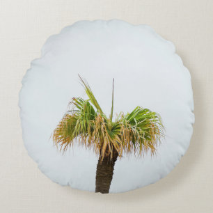 Photo of brown and green palm tree round pillow