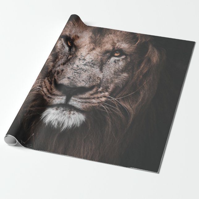 PHOTO OF BROWN LION WRAPPING PAPER (Unrolled)